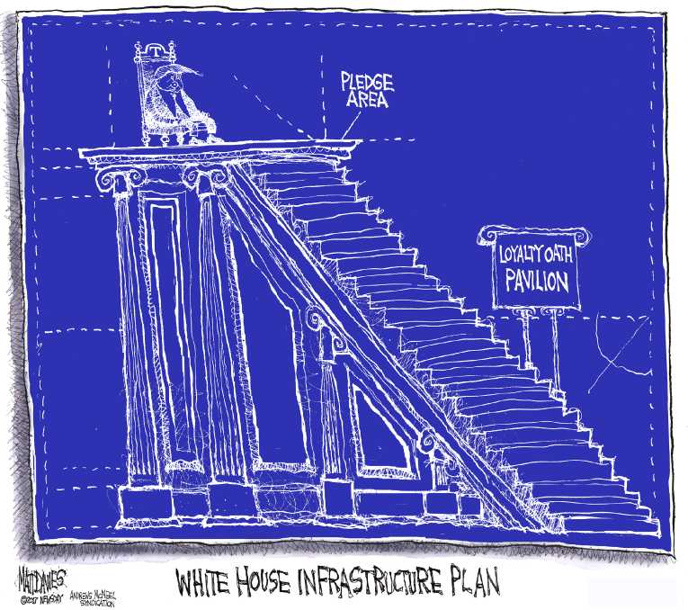 Political/Editorial Cartoon by Matt Davies, Journal News on Cabinet Salutes Trump