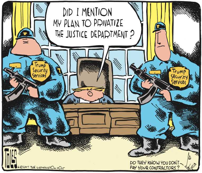 Political/Editorial Cartoon by Tom Toles, Washington Post on Trump Delivers on Promises