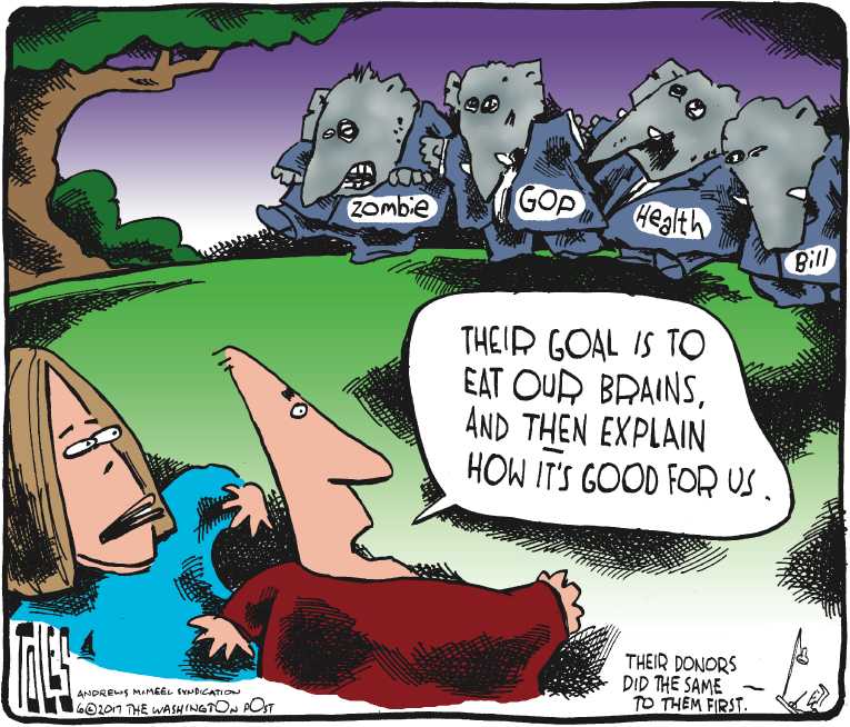 Political/Editorial Cartoon by Tom Toles, Washington Post on GOP Senators Meeting in Secret