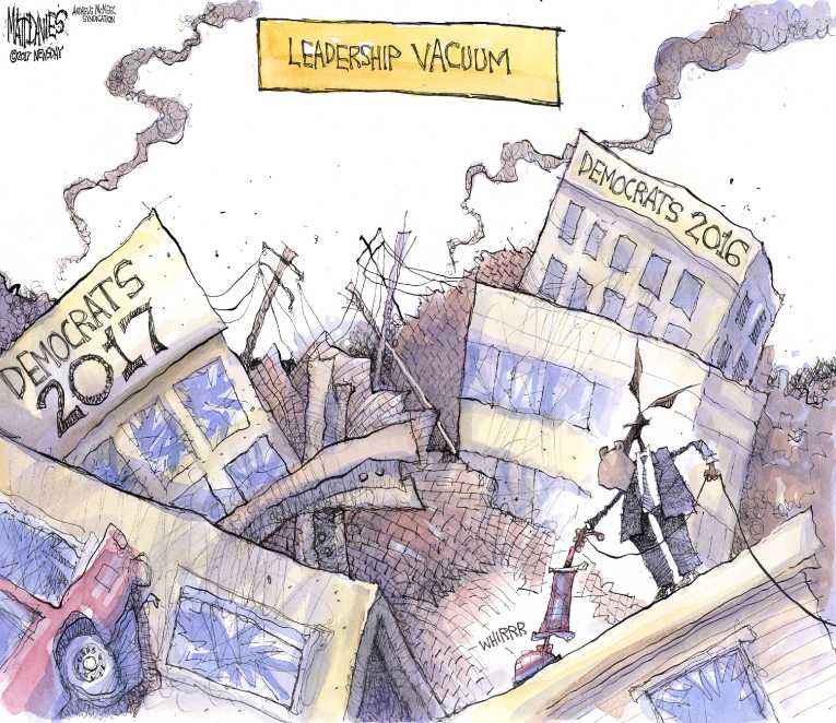 Political/Editorial Cartoon by Matt Davies, Journal News on Democrats Staying the Course