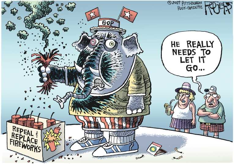 Political/Editorial Cartoon by Rob Rogers, The Pittsburgh Post-Gazette on Parties in Turmoil