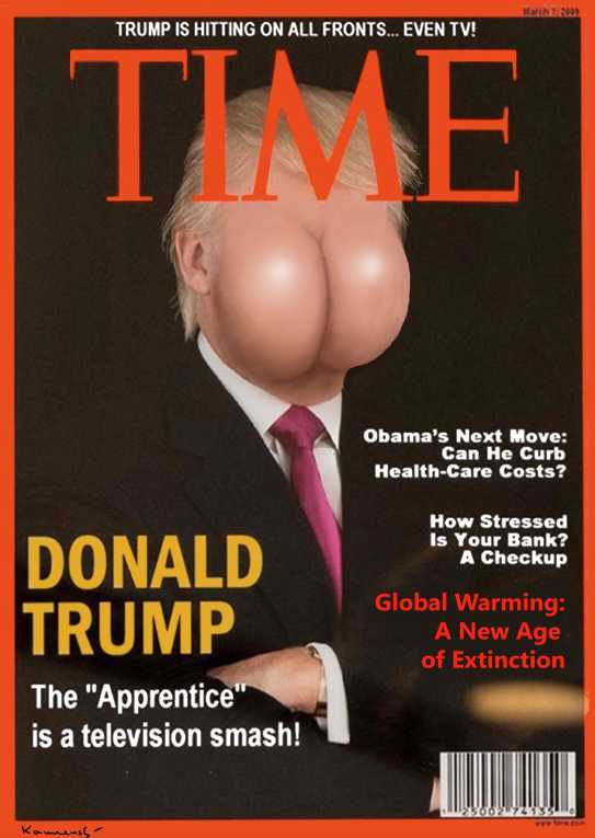Political/Editorial Cartoon by Marian Kamensky, Slovakia on Trump Graces Fake “Time” Cover