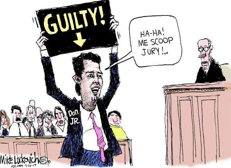 Political/Editorial Cartoon by Mike Luckovich, Atlanta Journal-Constitution on Campaign Secretly Met Russians