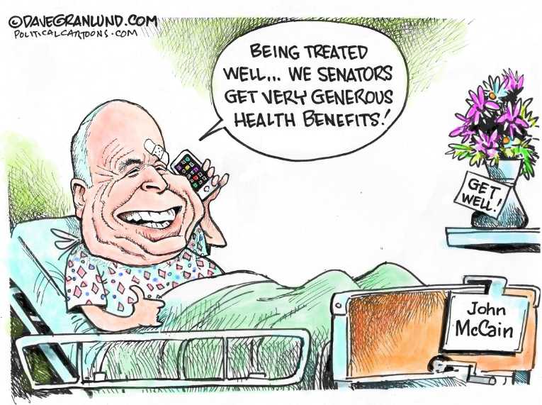 Political/Editorial Cartoon by Dave Granlund on Senate Health Bill Collapses