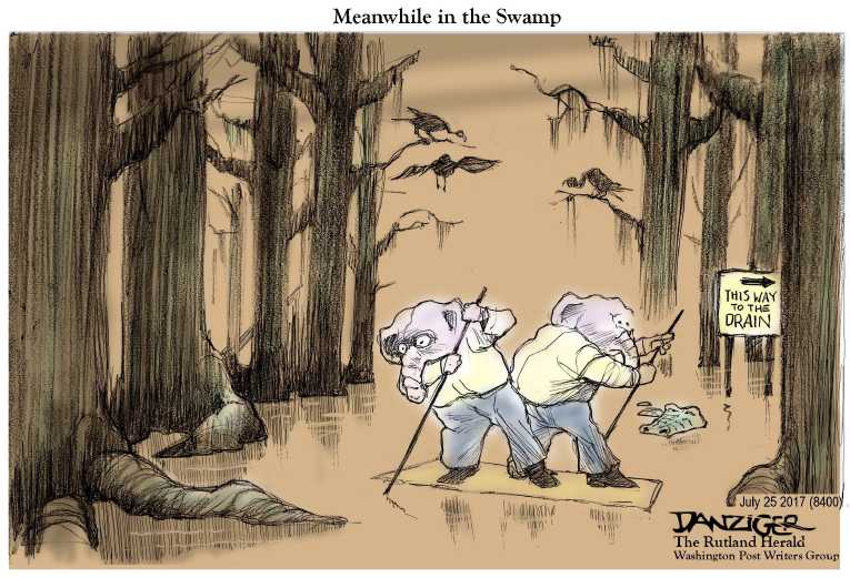 Political/Editorial Cartoon by Jeff Danziger on Trump Delivering on Promises
