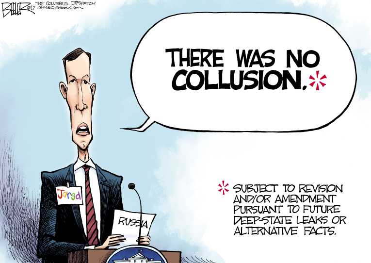 Political/Editorial Cartoon by Nate Beeler, Washington Examiner on Russia Probe Angers President