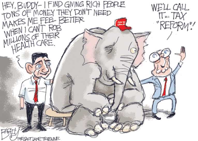 Political/Editorial Cartoon by Pat Bagley, Salt Lake Tribune on Skinny Bill Defeated