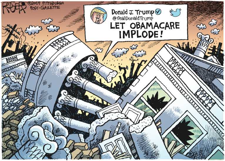 Political/Editorial Cartoon by Rob Rogers, The Pittsburgh Post-Gazette on Skinny Bill Defeated