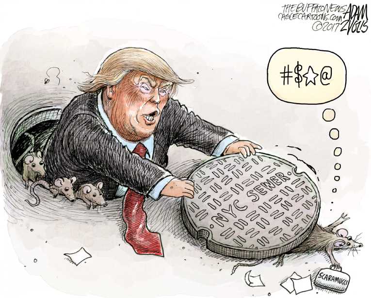 Political/Editorial Cartoon by Adam Zyglis, The Buffalo News on Scaramucci Ousted