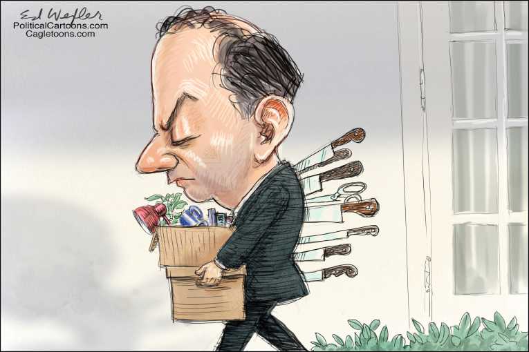 Political/Editorial Cartoon by Ed Wexler, PoliticalCartoons.com on Scaramucci Ousted