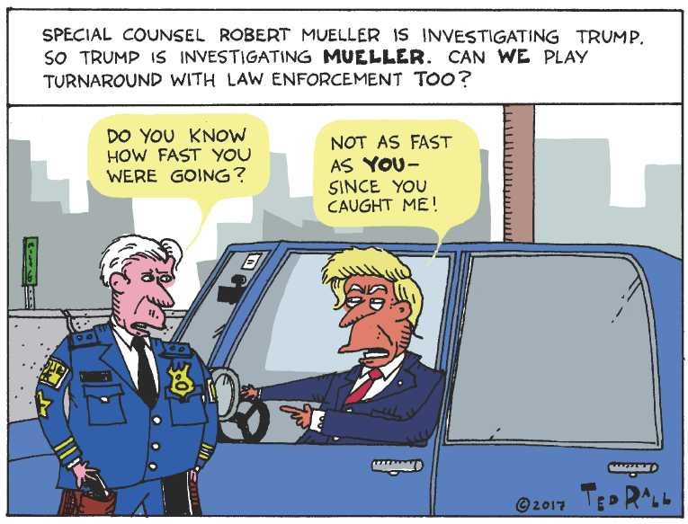 Political/Editorial Cartoon by Ted Rall on Trump Redefining “Presidential”