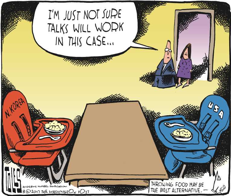 Political/Editorial Cartoon by Tom Toles, Washington Post on War of Nuclear Words