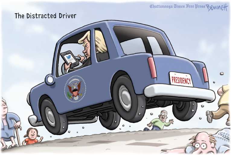 Political/Editorial Cartoon by Clay Bennett, Chattanooga Times Free Press on Trump Takes a Vacation