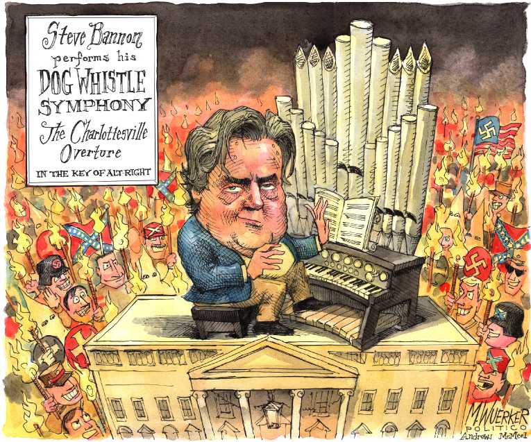 Political/Editorial Cartoon by Matt Wuerker, Politico on Nazi Rally Turns Violent