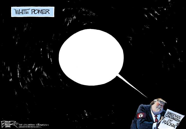 Political/Editorial Cartoon by Nate Beeler, Washington Examiner on Nazi Rally Turns Violent