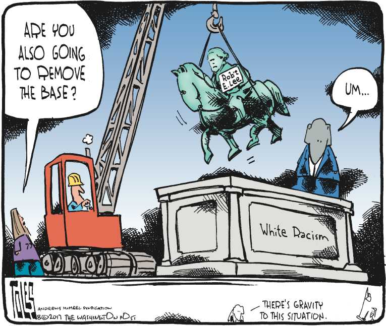 Political/Editorial Cartoon by Tom Toles, Washington Post on Nazi Rally Turns Violent