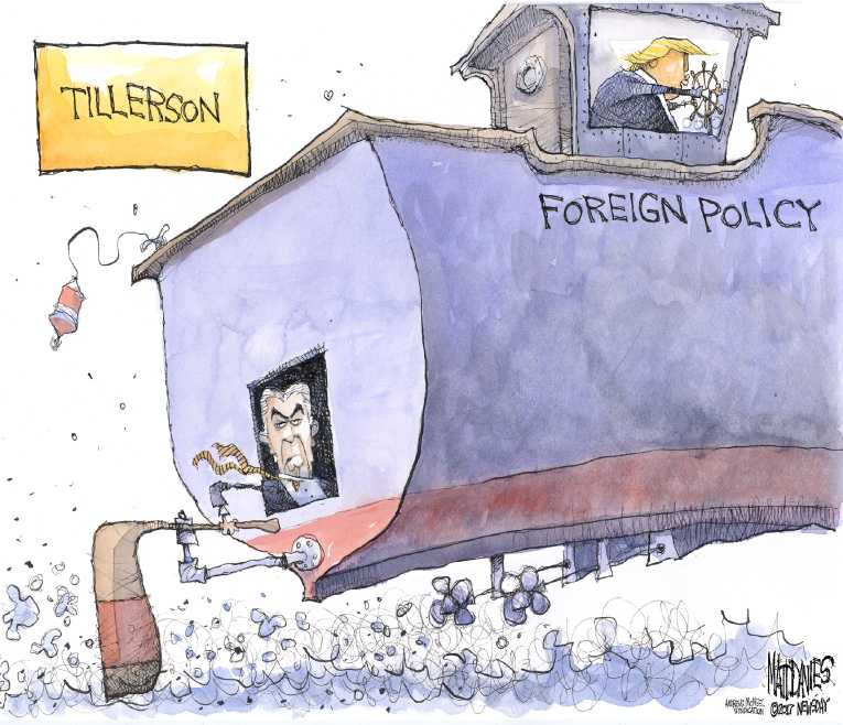 Political/Editorial Cartoon by Matt Davies, Journal News on Leaders Discuss Options