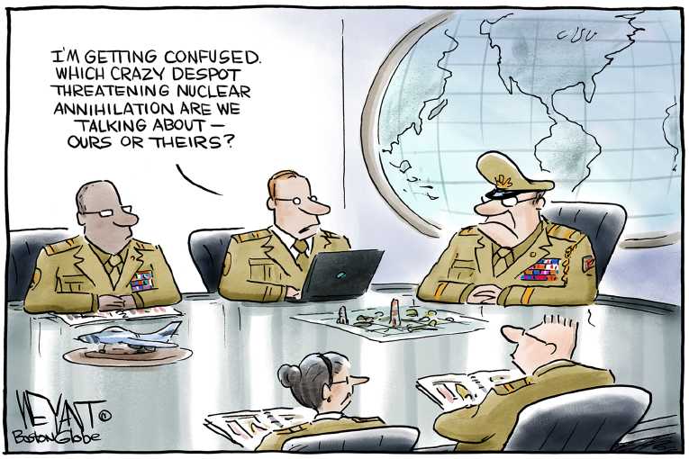 Political/Editorial Cartoon by Christopher Weyant, The Hill, Washington, DC on Leaders Discuss Options
