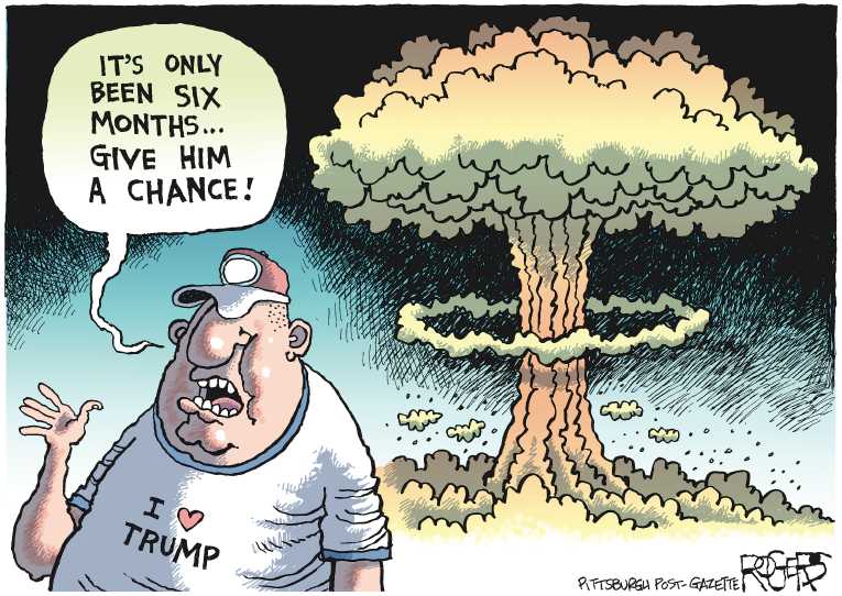 Political/Editorial Cartoon by Rob Rogers, The Pittsburgh Post-Gazette on Leaders Discuss Options