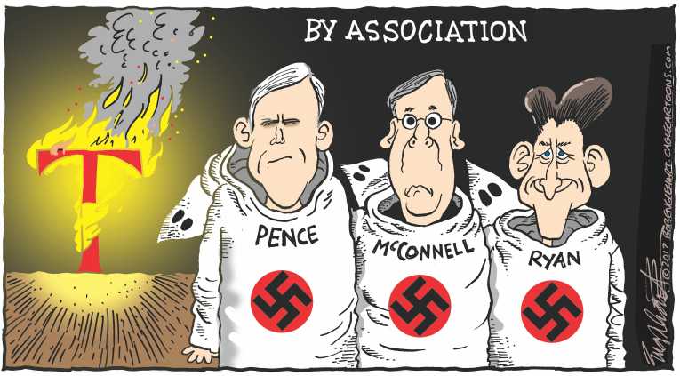 Political/Editorial Cartoon by Bob Englehart, Hartford Courant on Trump Defends Protest Comments