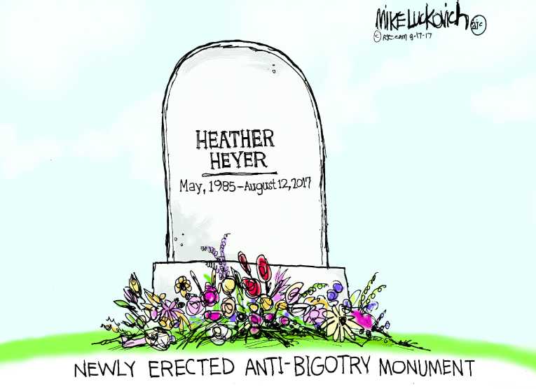 Political/Editorial Cartoon by Mike Luckovich, Atlanta Journal-Constitution on Trump Defends Protest Comments
