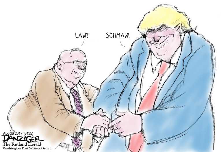 Political/Editorial Cartoon by Jeff Danziger on Trump Pardons Racist Sheriff
