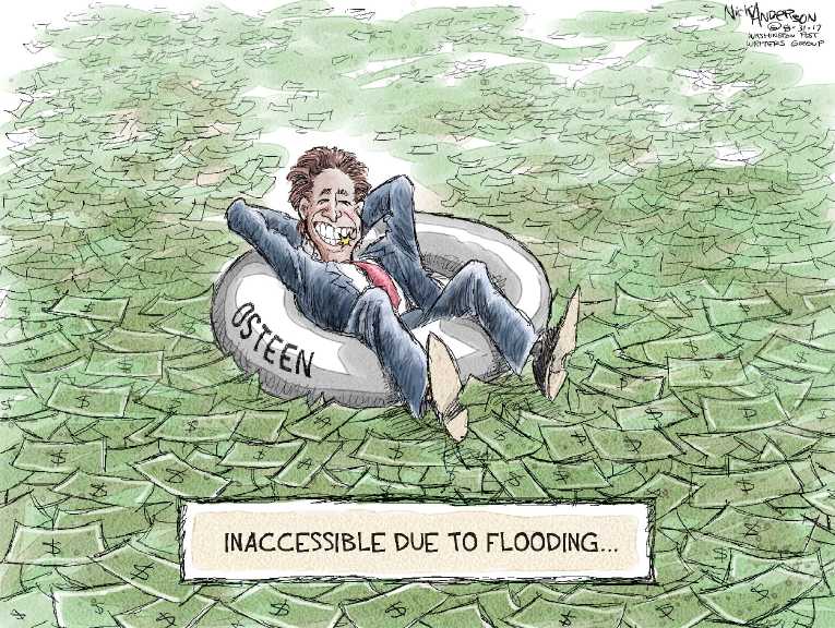 Political/Editorial Cartoon by Nick Anderson, Houston Chronicle on Houston Recovery Begins