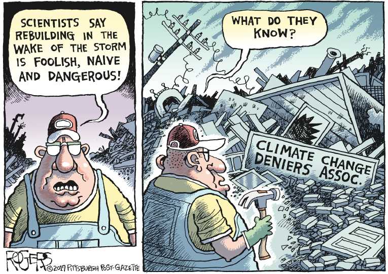 Political/Editorial Cartoon by Rob Rogers, The Pittsburgh Post-Gazette on Houston Recovery Begins