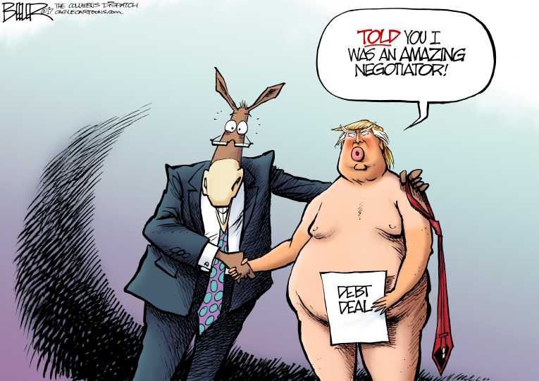Political/Editorial Cartoon by Nate Beeler, Washington Examiner on Trump Strikes Deal With Dems