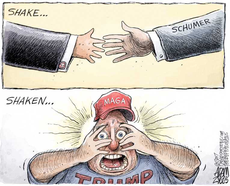 Political/Editorial Cartoon by Adam Zyglis, The Buffalo News on Trump Reaches Out to Democrats