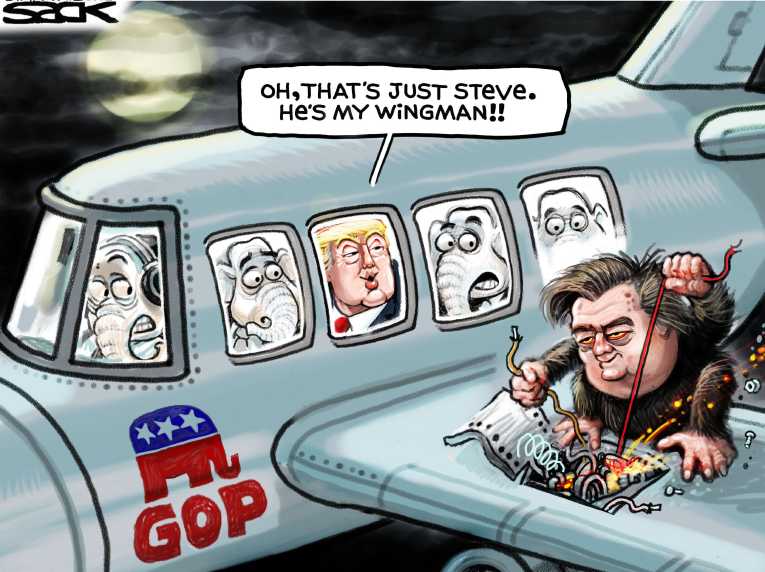 Political/Editorial Cartoon by Steve Sack, Minneapolis Star Tribune on President Honoring America First