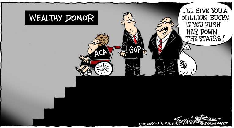 Political/Editorial Cartoon by Bob Englehart, Hartford Courant on GOP Healthcare Bill Fails