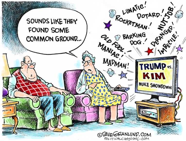 Political/Editorial Cartoon by Dave Granlund on War of Words Escalates