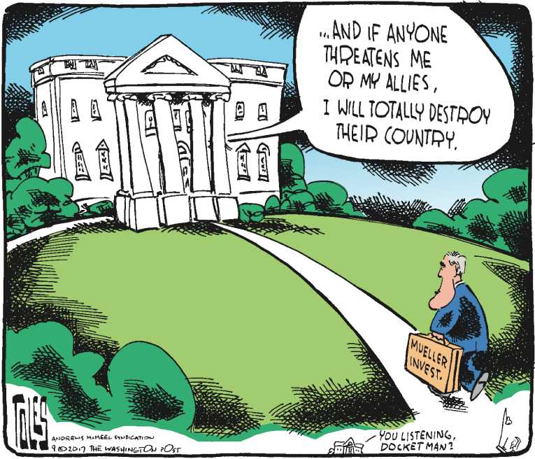 Political/Editorial Cartoon by Tom Toles, Washington Post on President Losing Patience