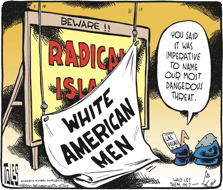 Political/Editorial Cartoon by Tom Toles, Washington Post on 58 Dead in Las Vegas