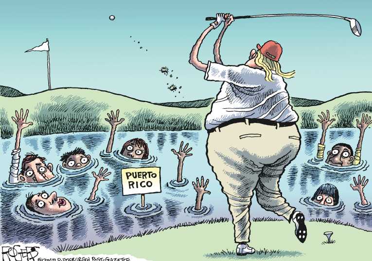 Political/Editorial Cartoon by Rob Rogers, The Pittsburgh Post-Gazette on Puerto Ricans Desperate for Relief