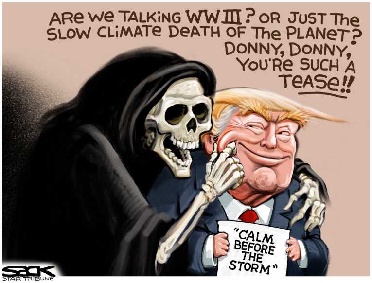 Political/Editorial Cartoon by Steve Sack, Minneapolis Star Tribune on President Doubles Down