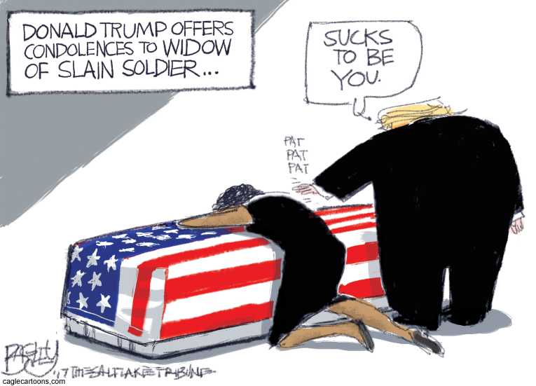 Political/Editorial Cartoon by Pat Bagley, Salt Lake Tribune on Trump Tries to Demonstrate Empathy