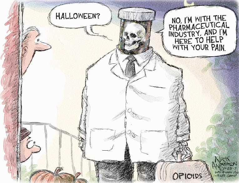 Political/Editorial Cartoon by Nick Anderson, Houston Chronicle on Drug War Escalates