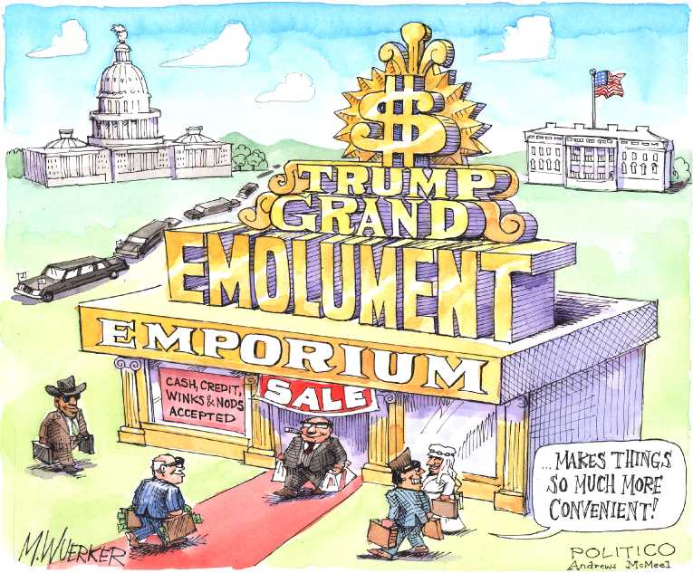 Political/Editorial Cartoon by Matt Wuerker, Politico on President Adjusting