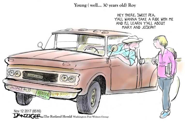 Political/Editorial Cartoon by Jeff Danziger on Moore Praises the Lord