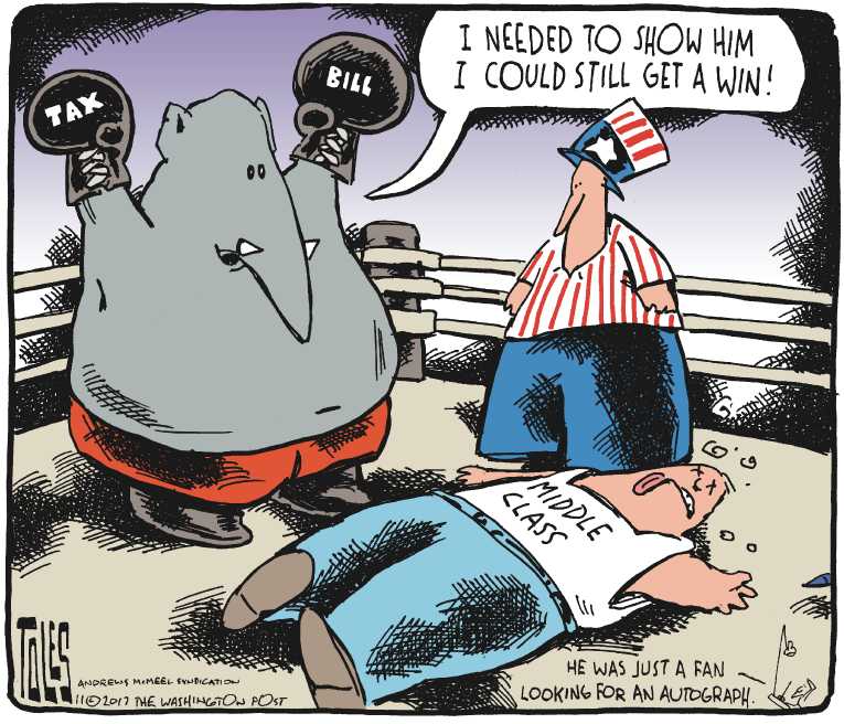 Political/Editorial Cartoon by Tom Toles, Washington Post on Tax Reform Plans Revealed