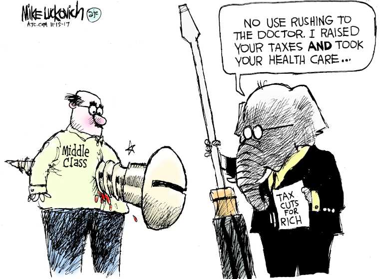 Political/Editorial Cartoon by Mike Luckovich, Atlanta Journal-Constitution on Tax Reform Plans Revealed