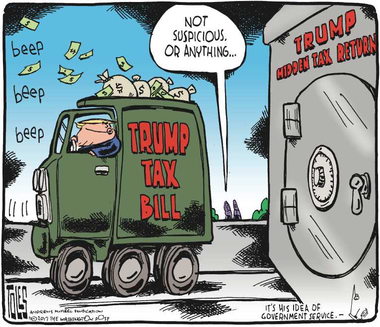 Political/Editorial Cartoon by Tom Toles, Washington Post on Tax Reform Plans Revealed