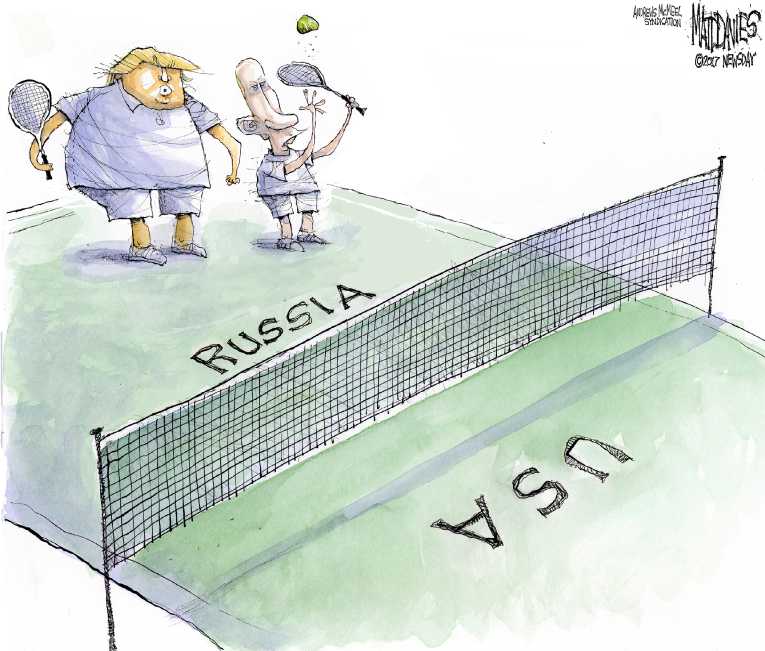 Political/Editorial Cartoon by Matt Davies, Journal News on Trump Tripping