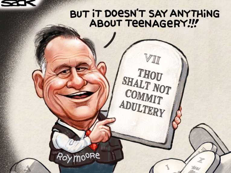 Political/Editorial Cartoon by Steve Sack, Minneapolis Star Tribune on Trump Endorses Moore