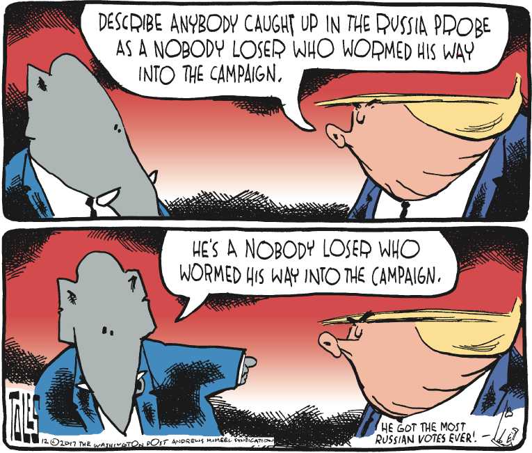 Political/Editorial Cartoon by Tom Toles, Washington Post on Flynn Pleads Guilty