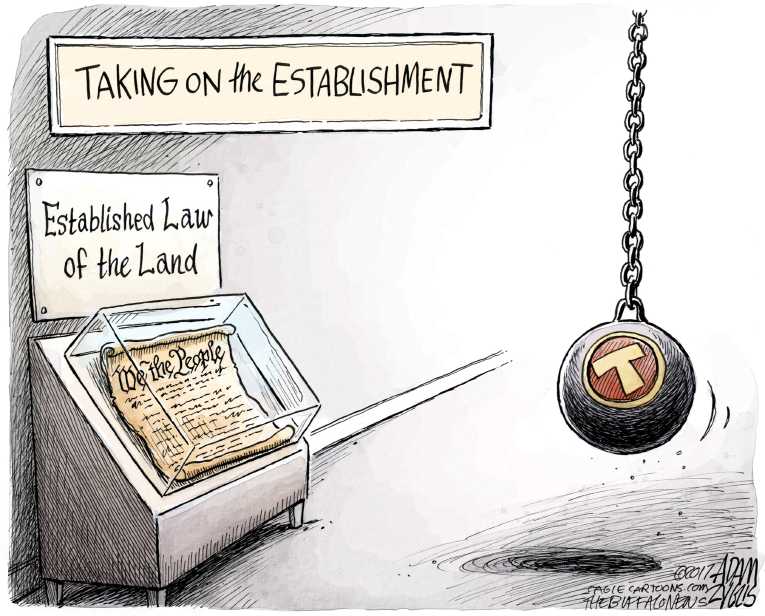 Political/Editorial Cartoon by Adam Zyglis, The Buffalo News on Trump Implementing Plan