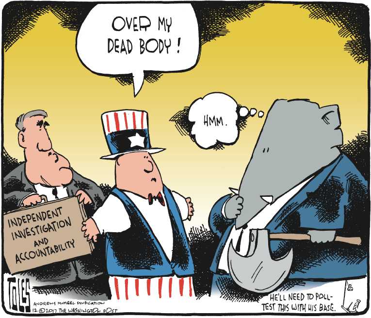Political/Editorial Cartoon by Tom Toles, Washington Post on Mueller Probe Reaches White House