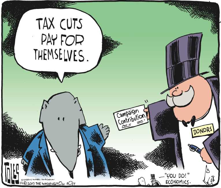 Political/Editorial Cartoon by Tom Toles, Washington Post on Americans Oppose Tax Plan